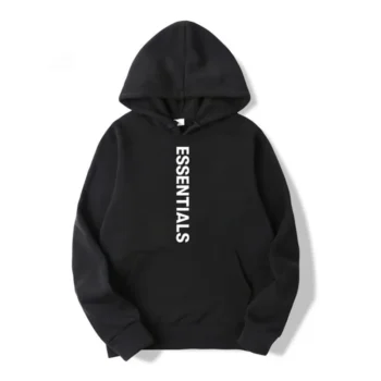 Vertical Logo black Essentials Hoodie