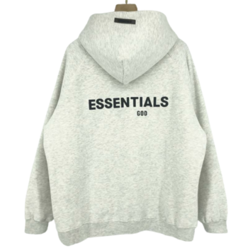 essentials fleece thick light gray hoodie